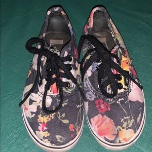 Vans black floral girls toddlers sneakers shoes 12